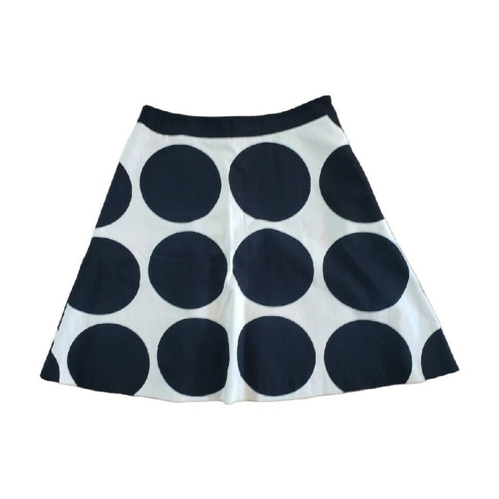 Boden A Line Skirt Black White Polka Dot Size 2R UK 6R Cotton Lined With Pockets